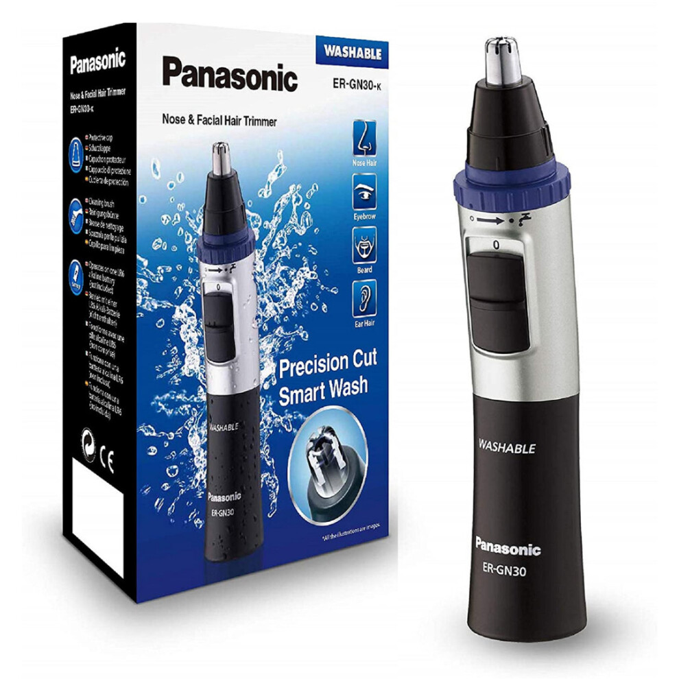 Panasonic Er-Gn30 Nose, Ear & Facial Hair Trimmer Â Wet/Dry, Dual-Edge Blades, Vortex Cleaning System, Washable