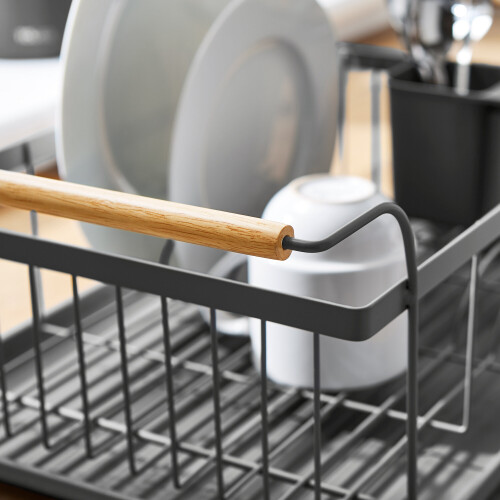 Tower Tower Scandi T847009GRY Dishrack with Wooden Handle, Grey 2