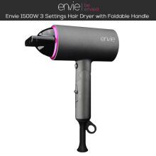 Envie Hair Dryer with Heat Setting & Foldable Travel Handle, 1500W