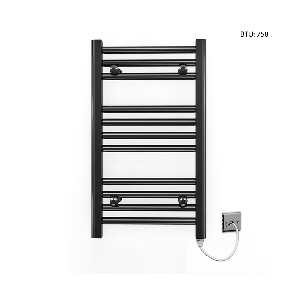 (300 x 600mm) Black Electric Bathroom Towel Rail Radiator