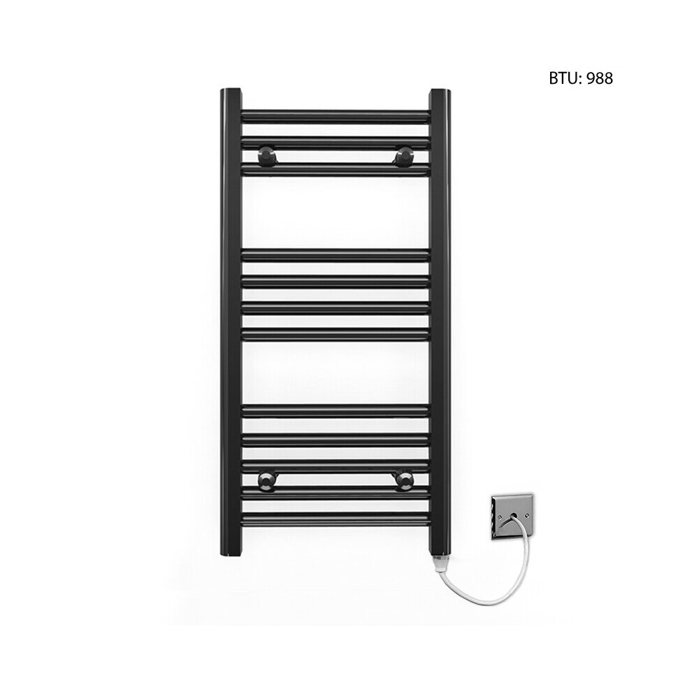 (400 x 700mm) Black Electric Bathroom Towel Rail Radiator