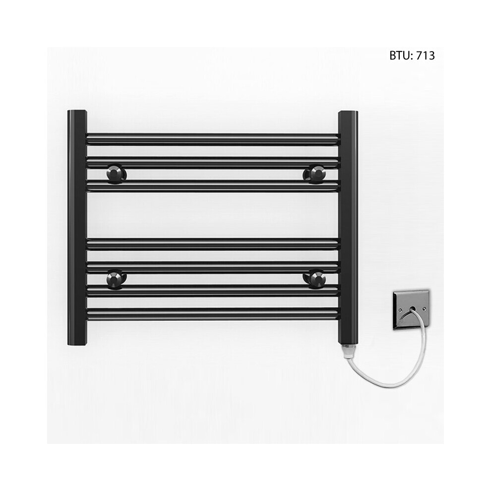 (600 X 400Mm) Black Electric Bathroom Towel Rail Radiator 7427268761208