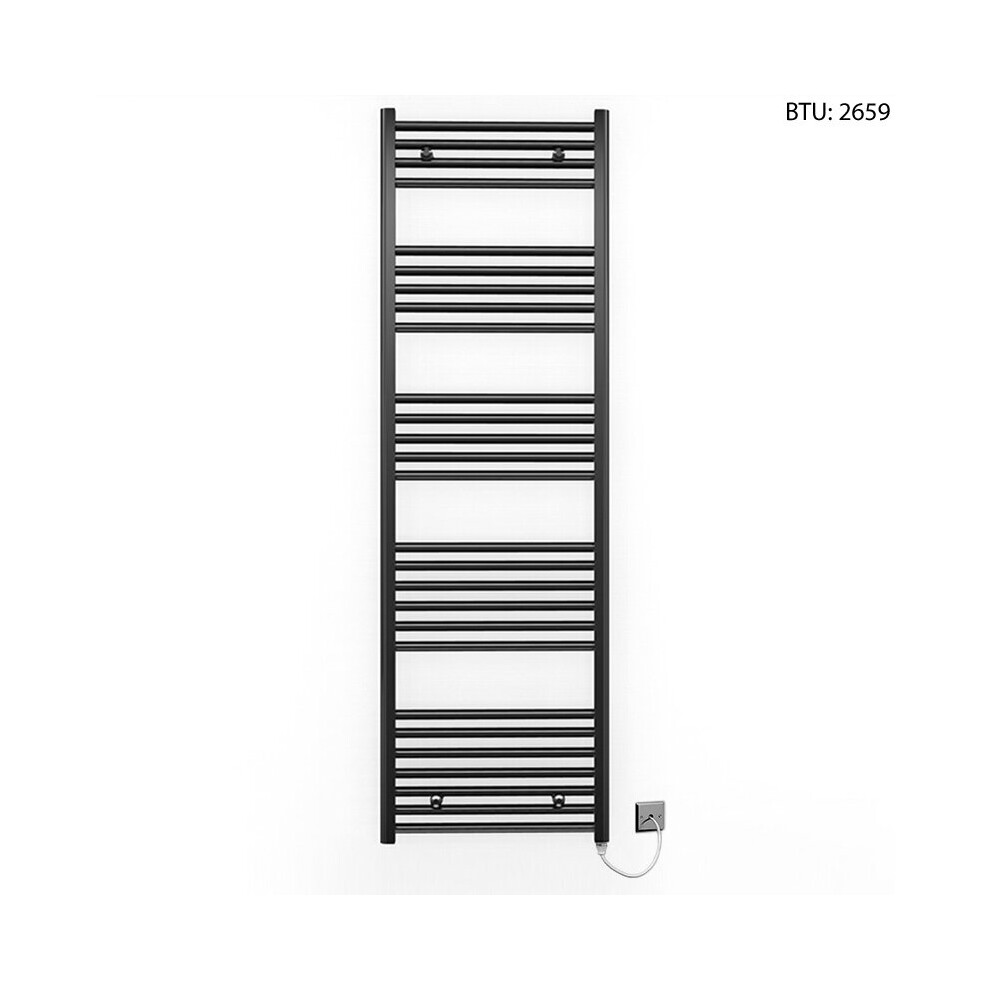 (550 X 1600Mm) Black Electric Bathroom Towel Rail Radiator 7427268761192