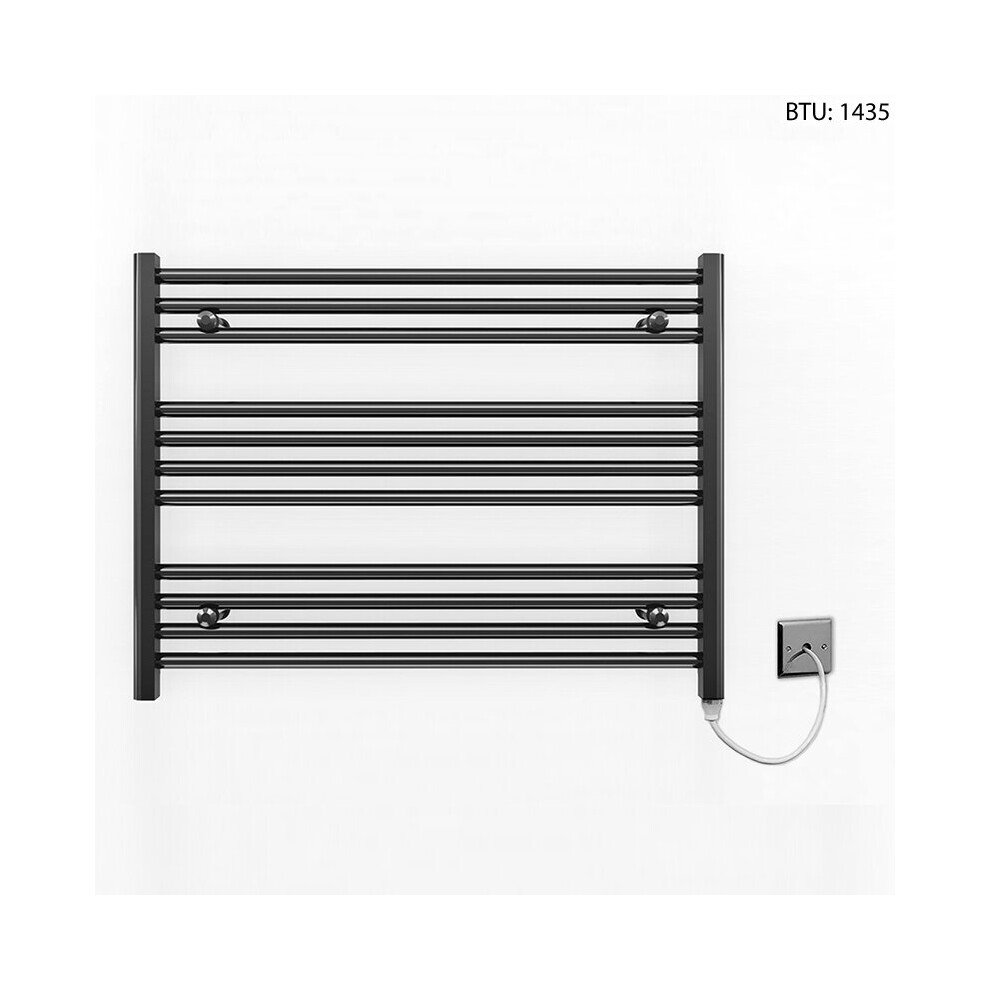 (900 x 600mm) Black Electric Bathroom Towel Rail Radiator