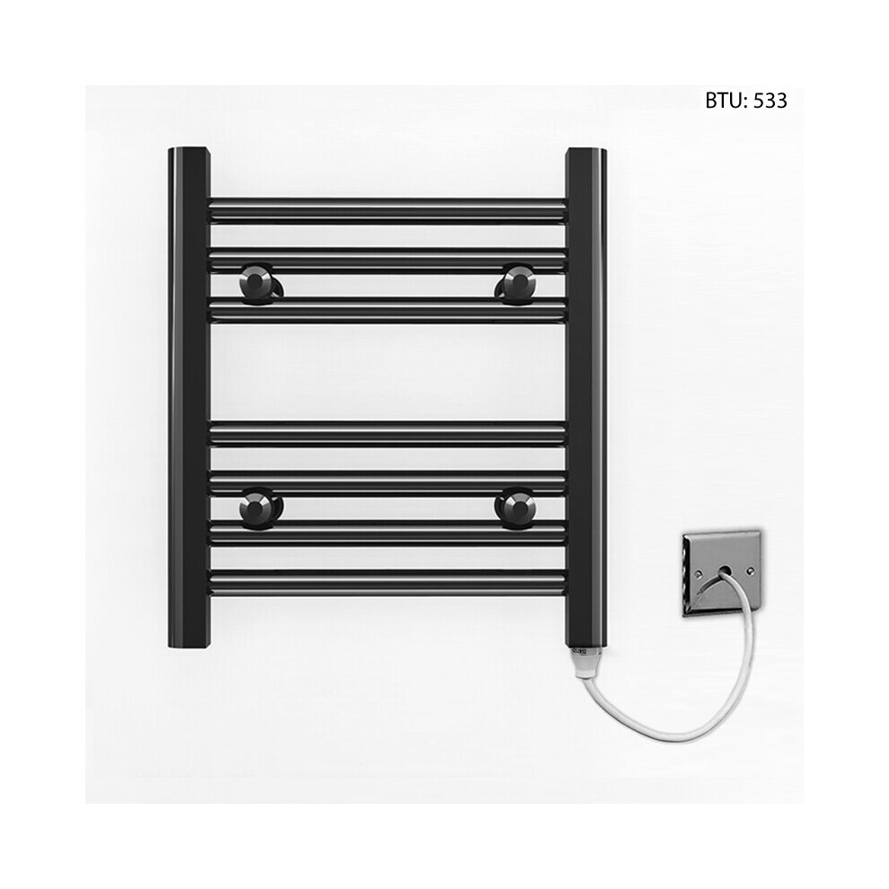 (350 x 400mm) Black Electric Bathroom Towel Rail Radiator