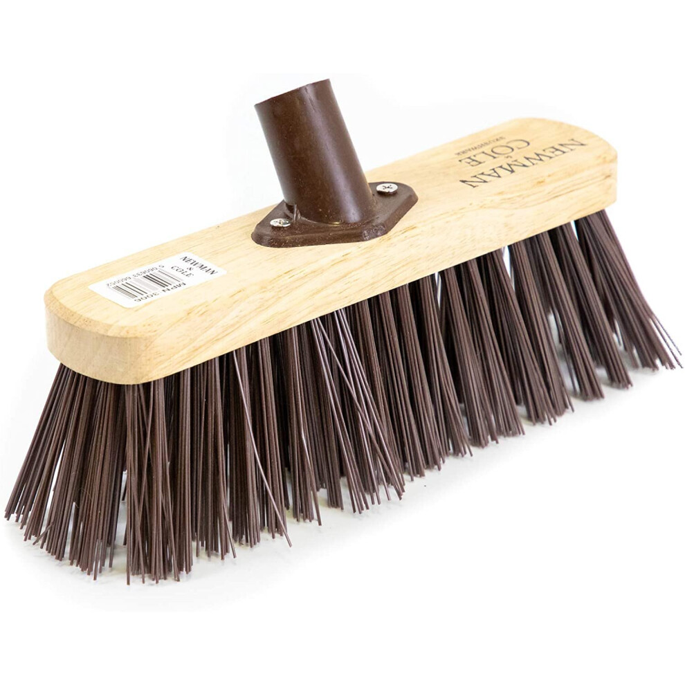 Newman and Cole 10" Wooden Garden Broom Head- 10" Stiff Synthetic Poly