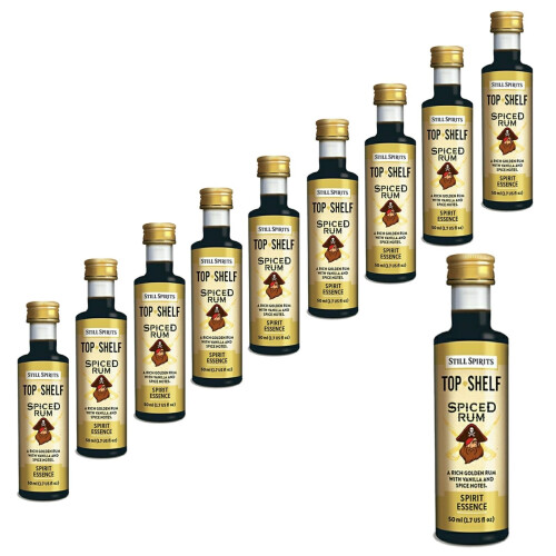10x Still Spirits Top Shelf Spiced Rum 50ml Essence Flavours 2.25L 1