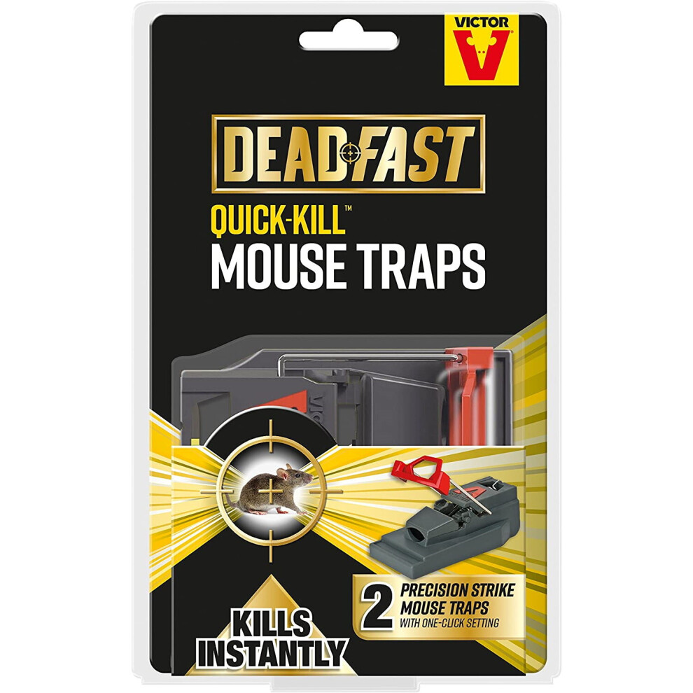 Deadfast Quick Kill Mouse Trap Twin Pack Easy Home Rodent Pest Control