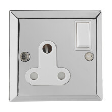 British General Chrome Single 1 Gang BS 546 Round Pin Socket 15A Plug