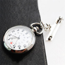 Large Face Nurses Pocket Fob Watch on a Bar with a Brooch Back Silver Color