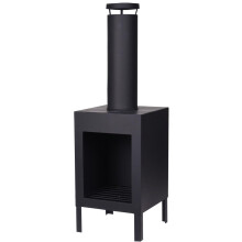 (Square) Outdoor Chiminea Garden Fire Pit Chimney Heater