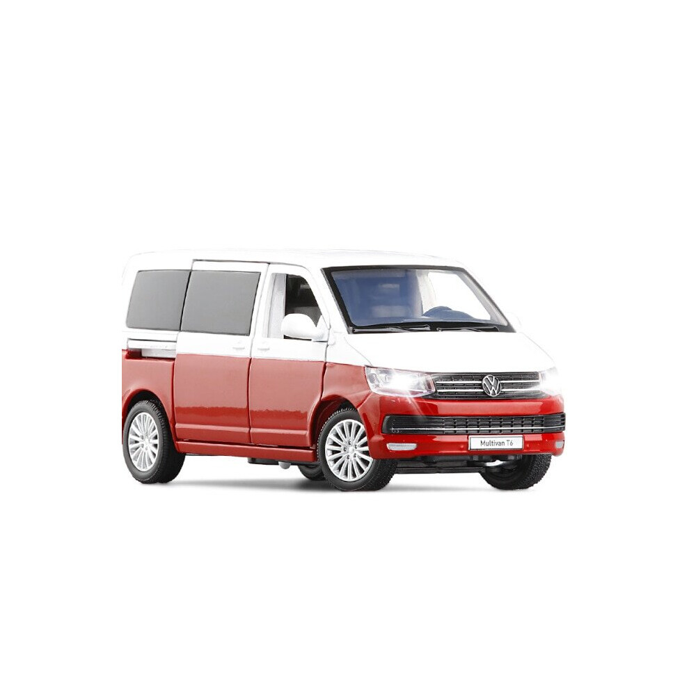 1:32 VW Multivan T6 Car Model Die Cast Alloy Boys Toys Cars Van Bread Collectibles Kids Car(Red)