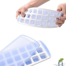 Silicone Ice Square Trays,21 Cavity Ice Cubes Mold,With Removable Lid(29.7*11.7*2.8cm,Blue)