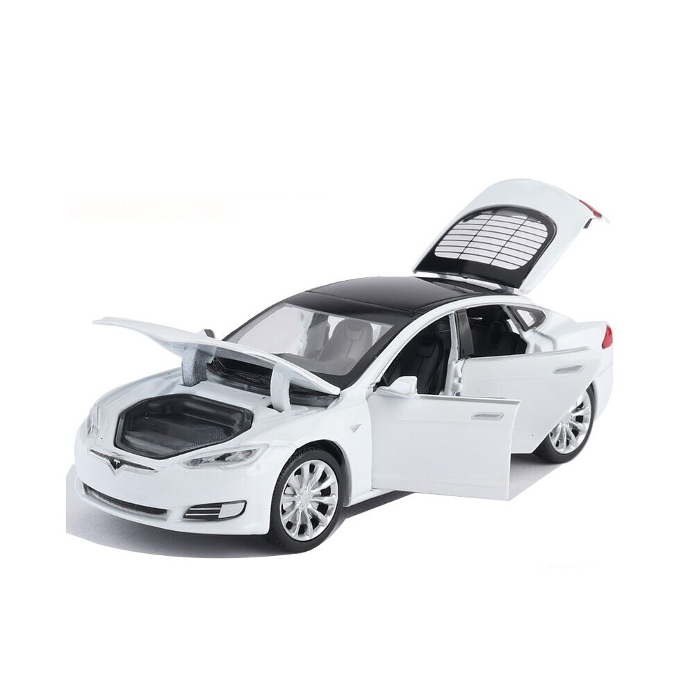 1/32 Alloy Die Cast Tesla Model S P100D Sedan Model Toy Car  6 Door Sound Light Pull Back Saloon