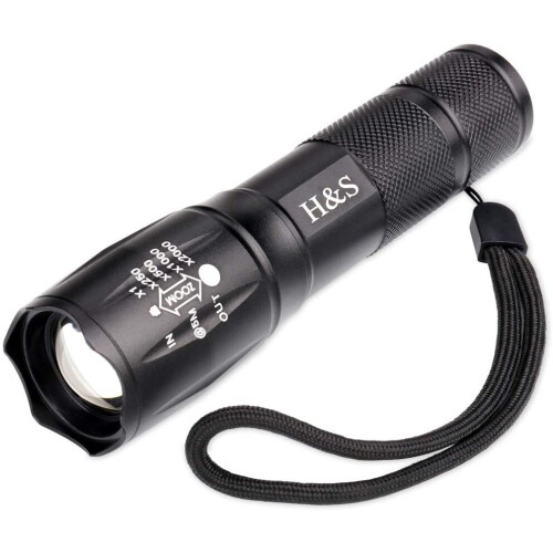 H&S LED Torch Super Bright CREE T6 Torch Zoomable Waterproof Flashlight Camping Light - XML