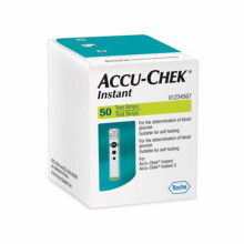 Accu-Chek Instant 50 Test Strips - Wide Dosing Edge, 0.6µl Blood Sample, Hygienic Strip Ejector for Easy Glucose Testing