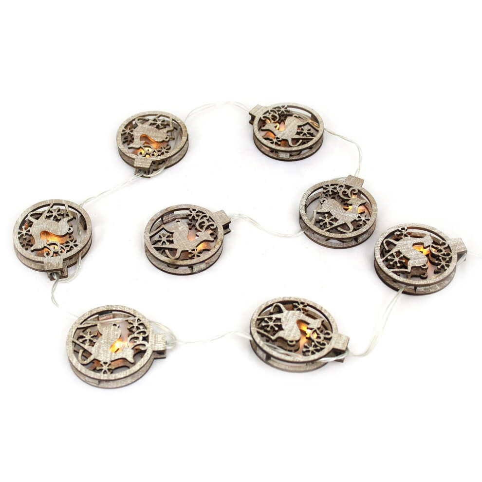 Carousel Wooden Reindeer String Christmas Bauble Led Garland Light