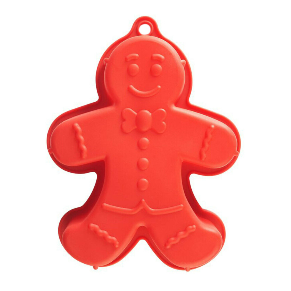 (Gingerbread Man) Mason Cash Bakeware Large Red Silicone Cake Mould Gingerbread Man Cat Dog