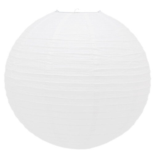 EL0187 - 50cm Round White Paper Lantern Shade | Classic Bamboo Ribbed Lampshade for Ceiling Pendant