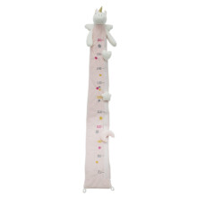 Deluxe Pink White Fabric Unicorn Childrens Measuring Height Chart