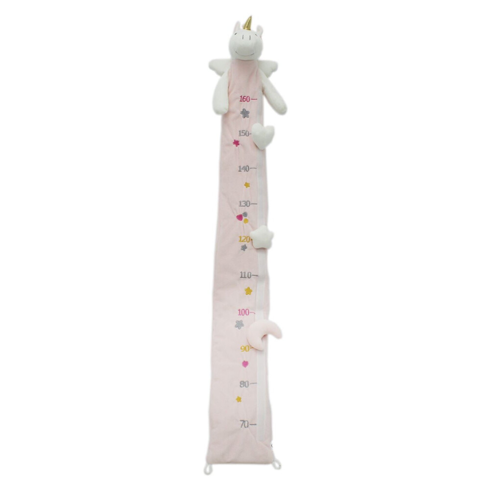 Deluxe Pink White Fabric Unicorn Childrens Measuring Height Chart