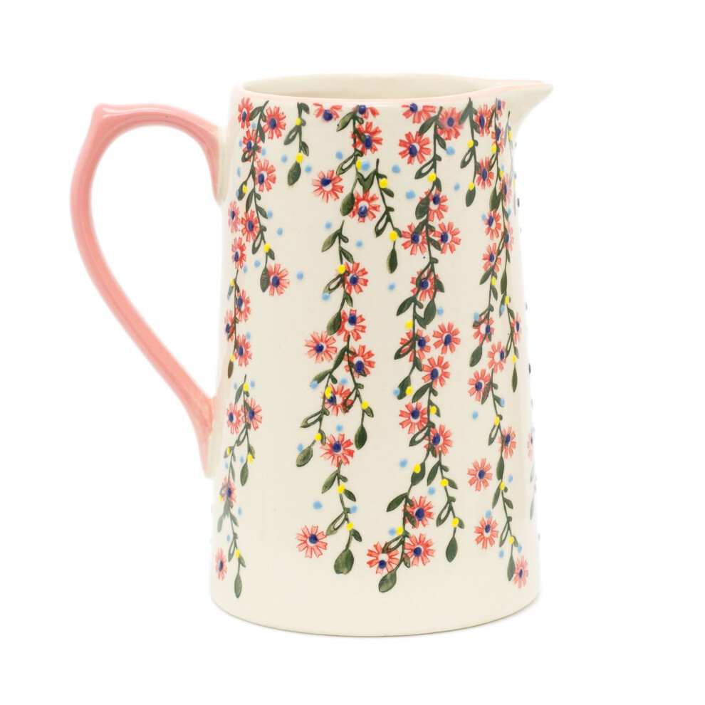 Pretty Floral Blossom Ceramic Serving Jug | Botanical Water Pitcher Milk China Jug | Flower Jugs Porcelain Flower Vase