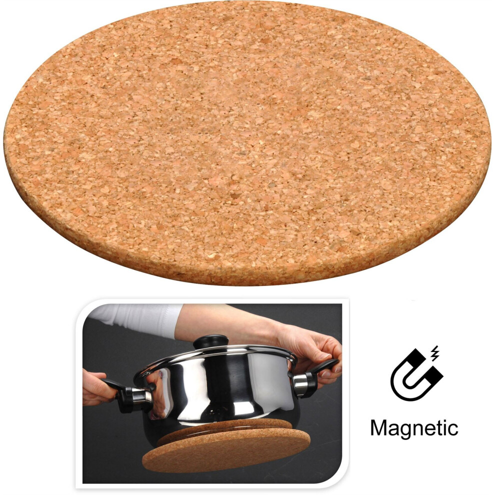 Carousel Magnetic Cork Trivet | 21Cm Round Magnetic Cork Trivet Heat Resistant Non Slip Coaster - Table Protection Mat Pan Stand
