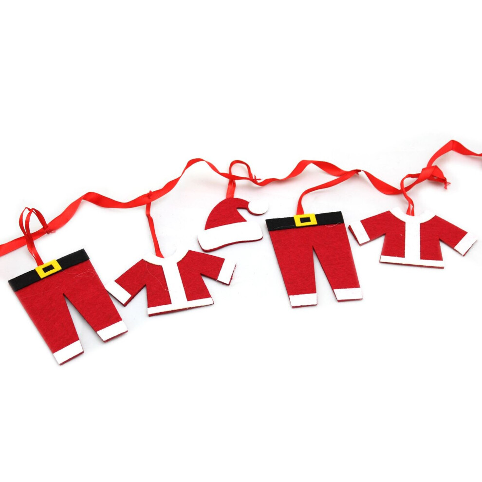Father Christmas Santa Clothes Line Bunting Garland Banner Xmas Decoration