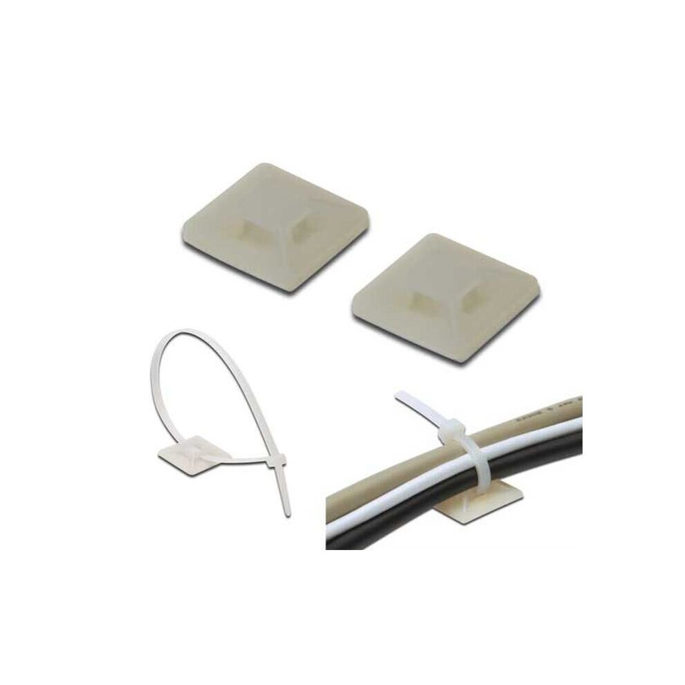 28X28mm Self-Adhesive Cable Tie Mount - 100Pcs 5055309616143