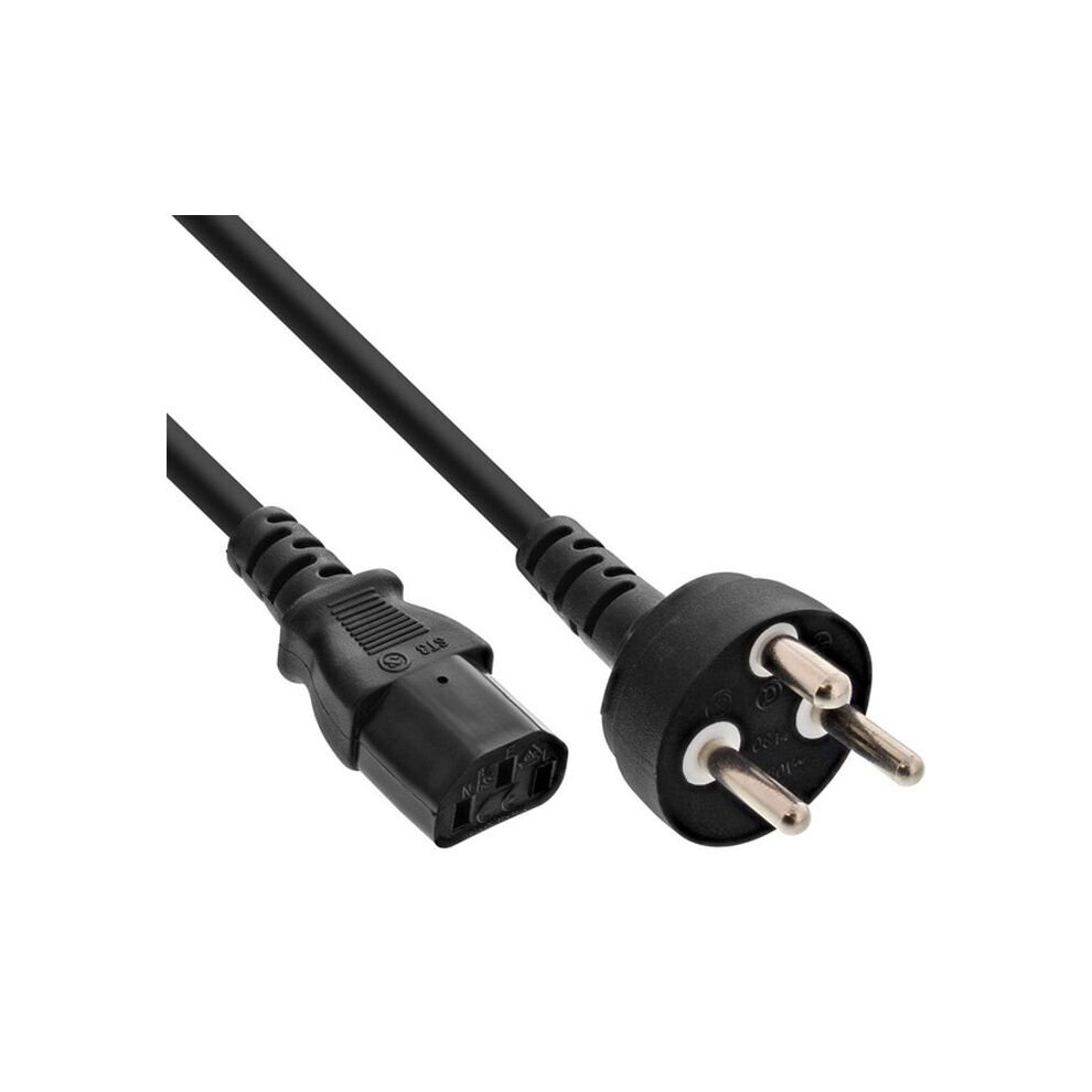 2M Danish Mains Cable - Danish Plug To C13 Iec Socket 5055309625688