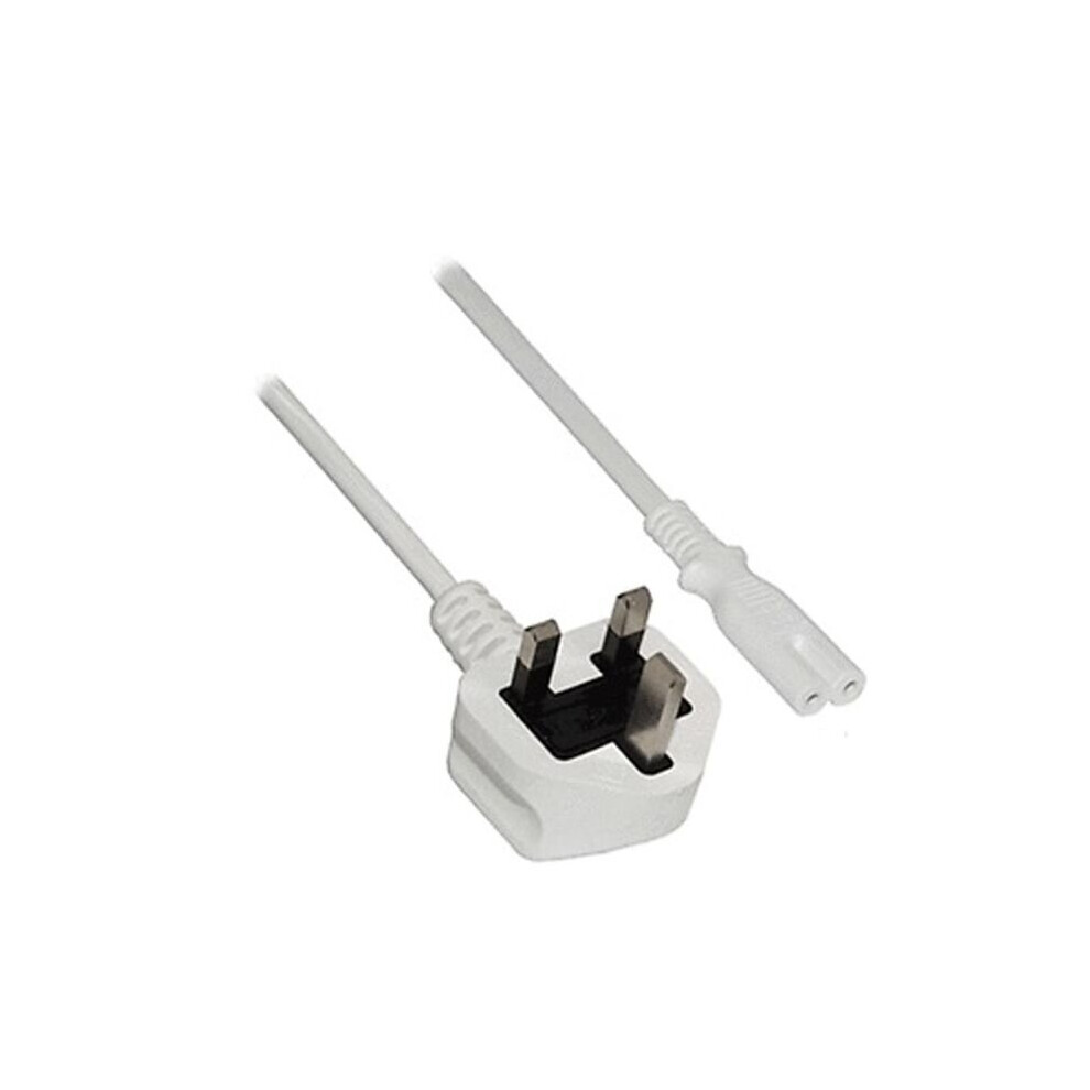 2M 13A Uk Mains Plug To Right Angled C7 Figure 8" Socket" White 5055309619250