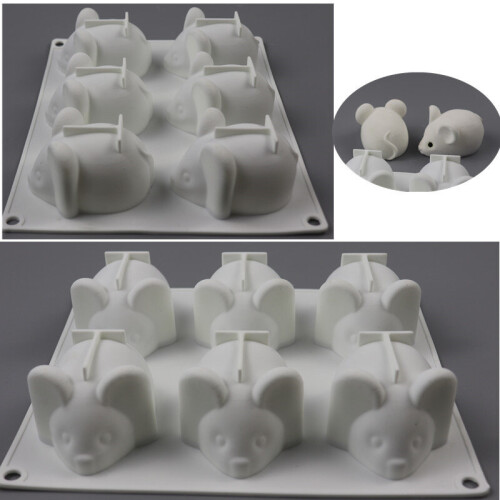 6 holes cute mouse shaped plaster mold - Mouse-shaped cake decorates the mold - 1PC