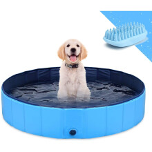 Foldable Dog Pet Bath Pool Collapsible Dog Pet Pool Bathing Tub Kiddie Pool for Dogs Cats and Kids（80X20CM）