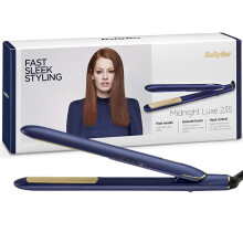 BaByliss 2516U Midnight Luxe Hair Straightener - Titanium-Ceramic Plates, 235C, 3 Temp Settings, 30s Heat-Up, Worldwide Voltage