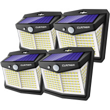 Claoner Solar Lights for Outdoor Use with Motion Sensor, 128 LED Solar Light Outdoor IP65 Waterproof, 180Â Lighting Angle, Solar Wall Light