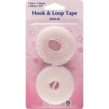 Hemline White Sew In Hook and Loop 20mm x 1.25m