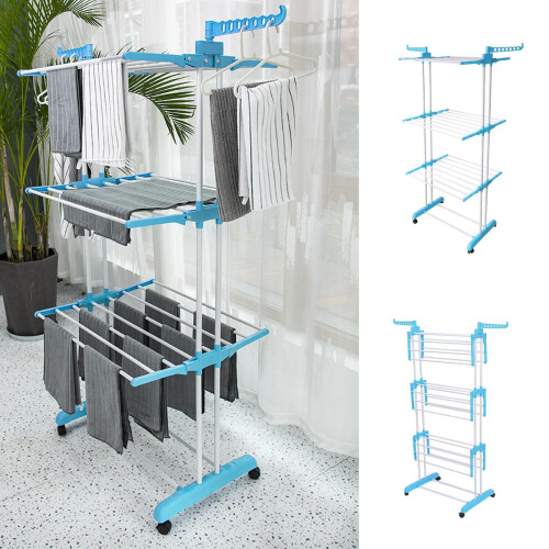 3 Tier Large Deluxe Laundry Clothes Foldable Drying Airer Rack Indoor