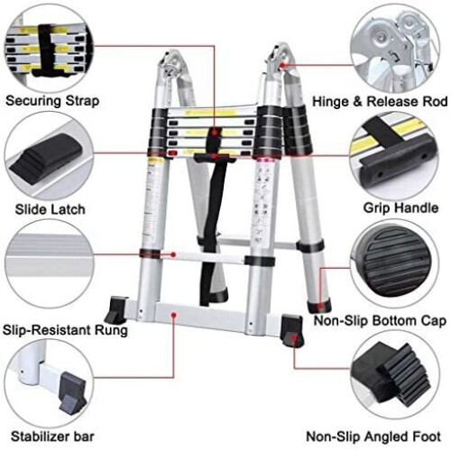 Multi-Purpose 3.8M Aluminium Portable Telescopic Ladder 2