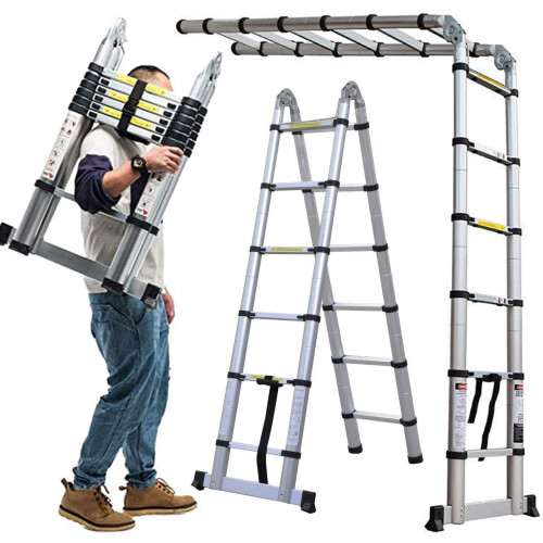 Multi-Purpose 3.8M Aluminium Portable Telescopic Ladder