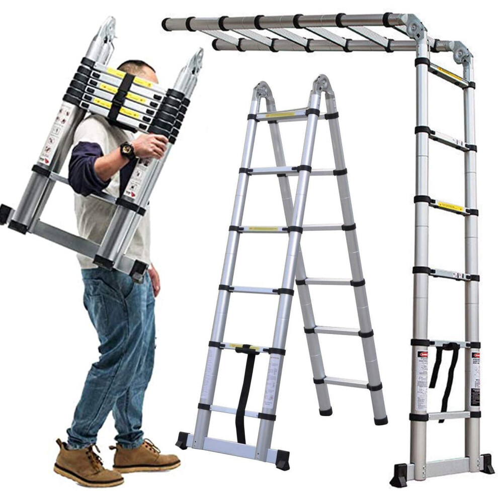 Multi-Purpose 3.8M Aluminium Portable Telescopic Ladder