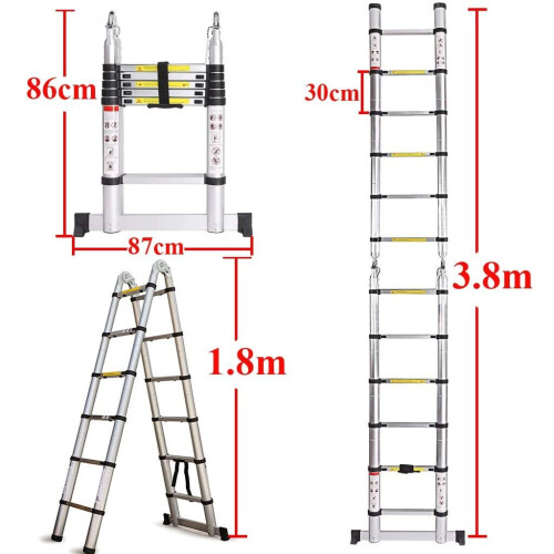 Multi-Purpose 3.8M Aluminium Portable Telescopic Ladder 1