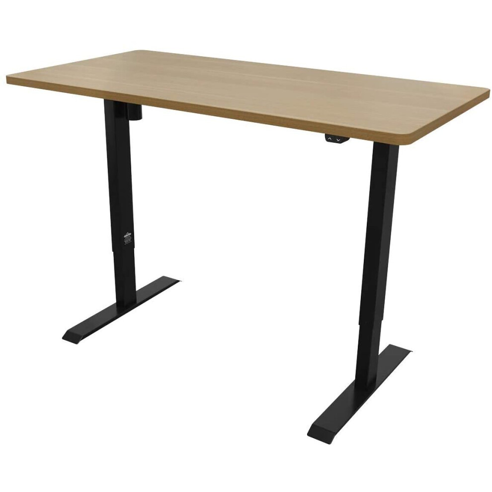 Dellonda Single Motor Height-Adjustable Electric Sit & Stand Desk, Memory Function - Oak Desktop