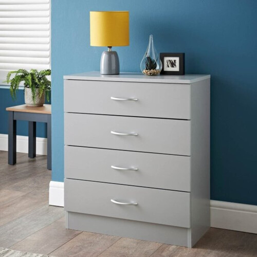 Grey Finish Lokken 4 Drawer Chest Store Away all of Your Clothes W60 x ...
