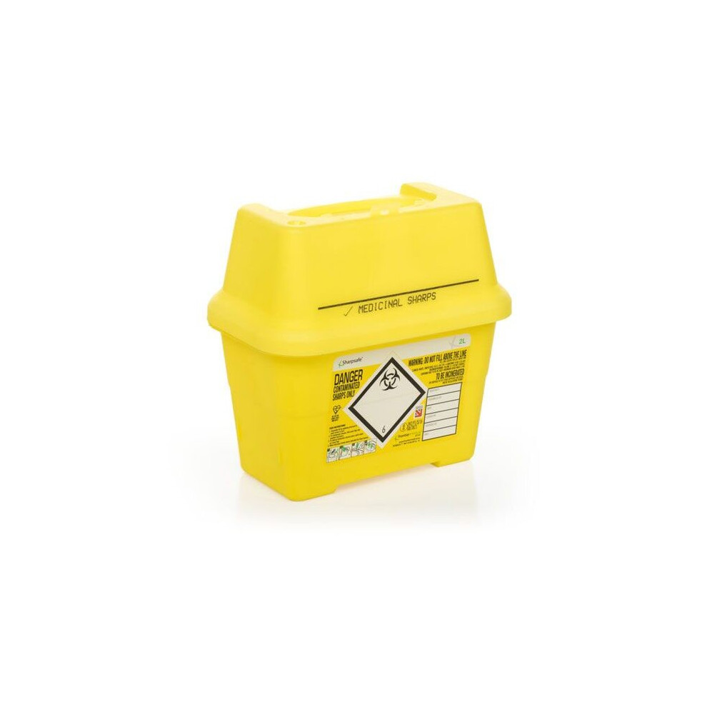 Sharpsafe (2 Litre) Sharps Bin, Biohazard, Needle Waste Box