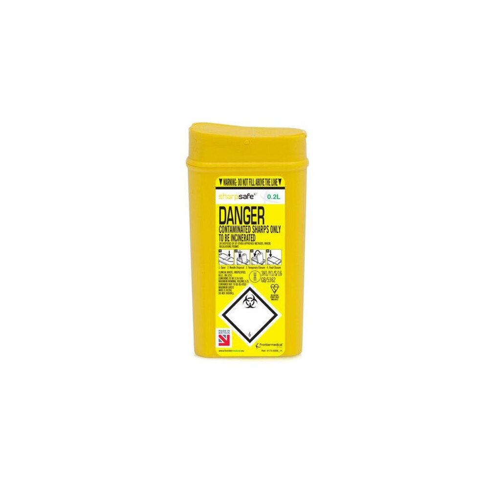 Sharpsafe (0.2 Litre) Sharps Bin, Biohazard, Needle Waste Box