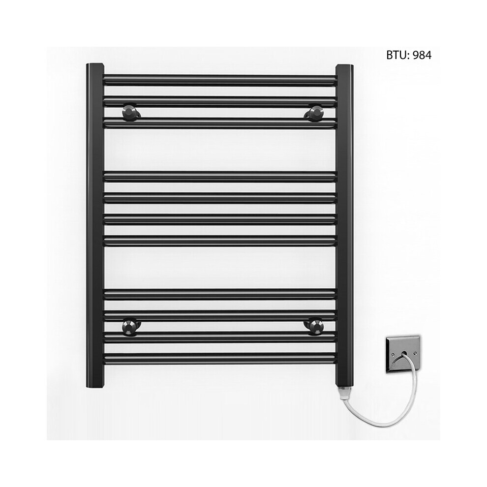 (500 X 600Mm) Black Electric Bathroom Towel Rail Radiator 7427268761048
