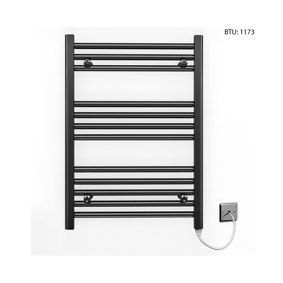 (500 X 700Mm) Black Electric Bathroom Towel Rail Radiator 7427268761055