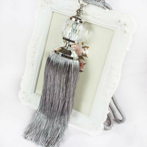(Grey (Pair)) Luxury Backs Curtain Holdbacks Rope Tie Binding Tassel Buckle Window Cloth Decor