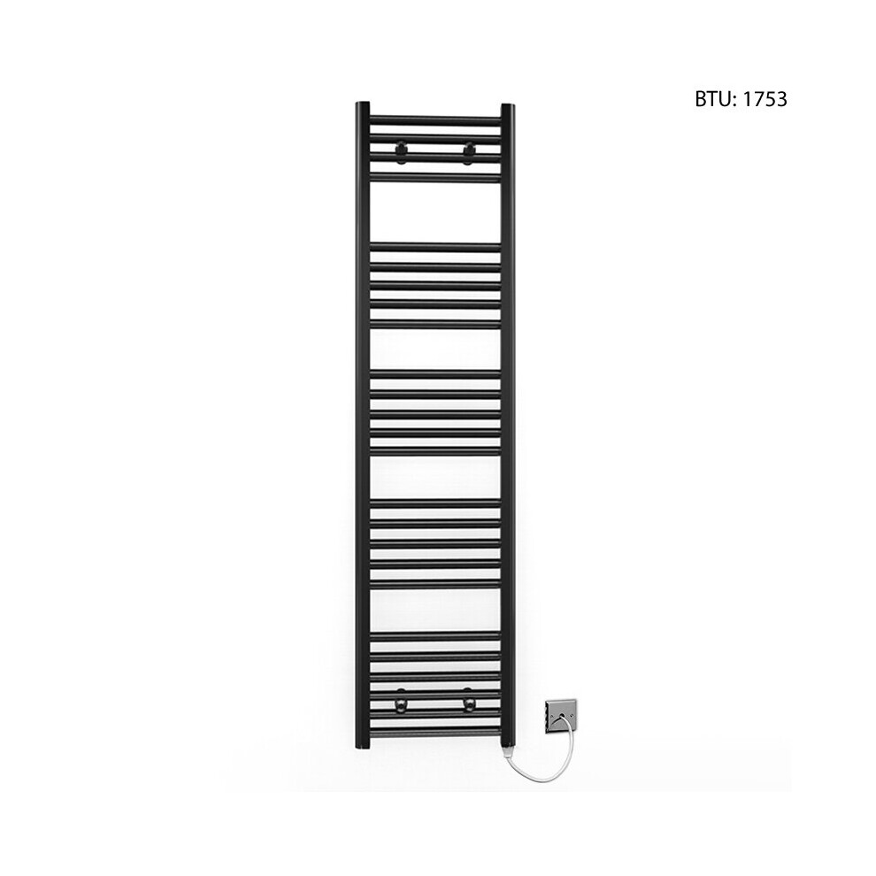 (300 x 1400mm) Black Electric Bathroom Towel Rail Radiator