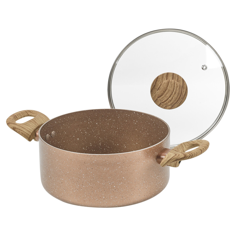 Urbn-Chef (20Cm Casserole Pot) Ceramic Rose Cooking Pots Pans Frying Pan Set Gold